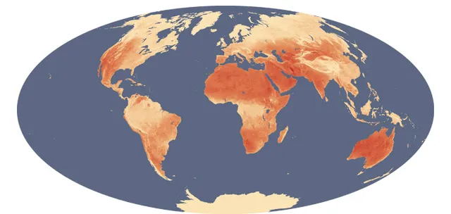 Satelliittikuva maapallon kuumimmista alueista