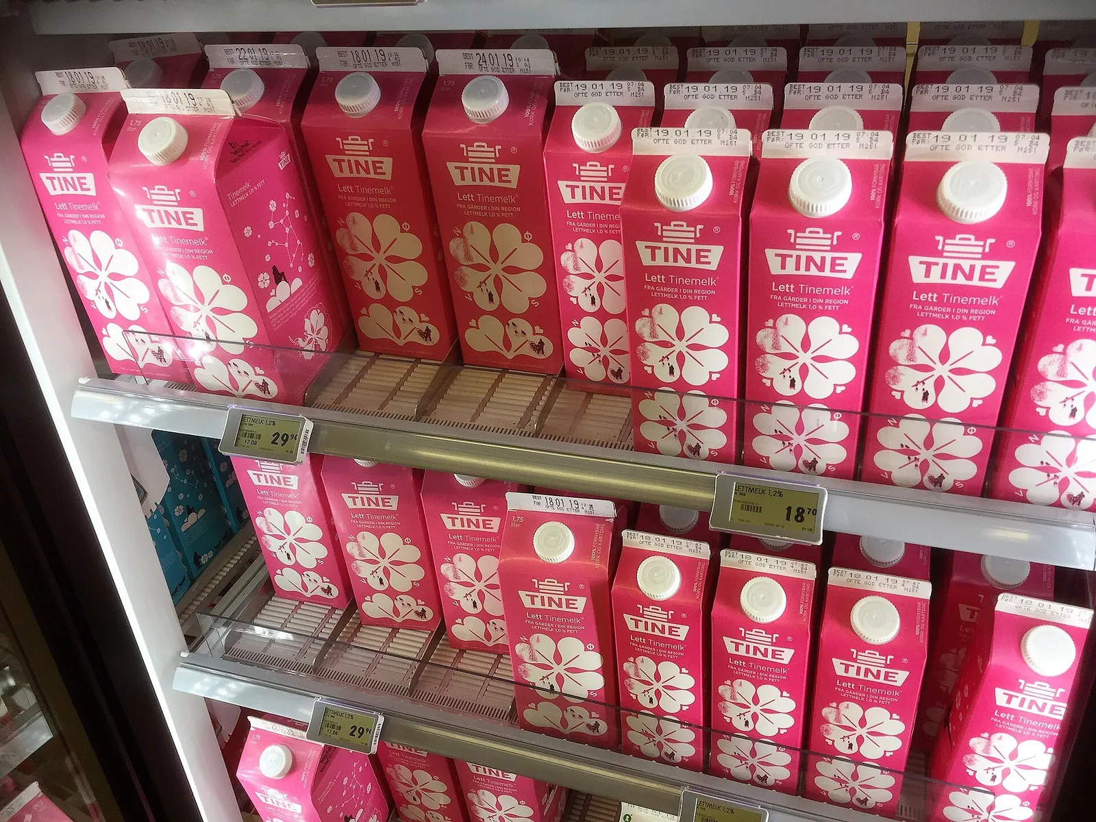 Elintarvikkeita kaupan kylmähyllyssä