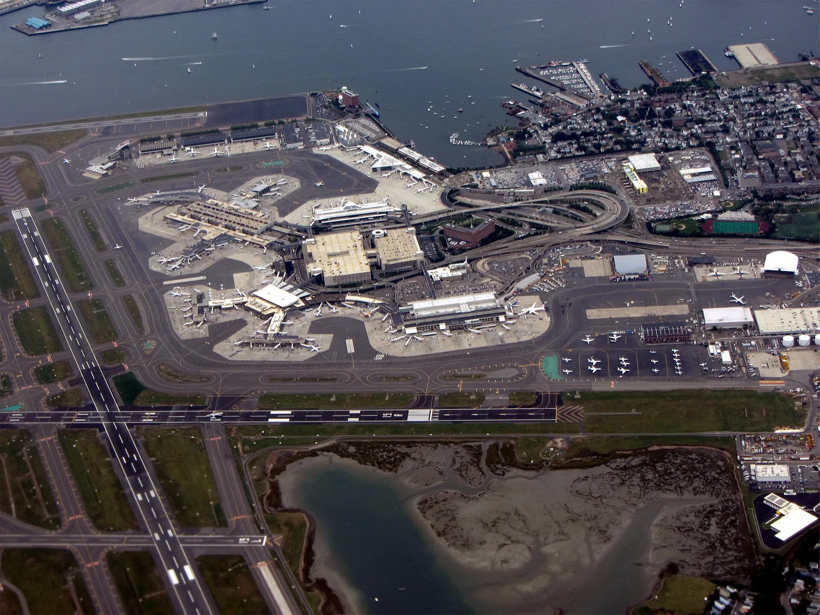 Aerial view of Boston Logan International Airport